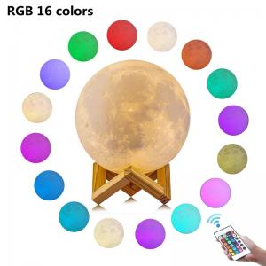 16 Colors Moon Lamp USB Rechargeable 16cm Remote control 3D Printing LED Night Light Moon Lamp