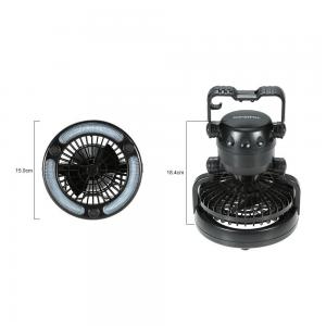 Portable Tent Camping Fan With LED Light 18 LED Camping Lamp Outdoor Emergency Hook Camping Lantern